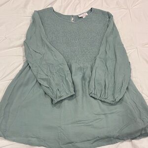 Light Blue Long Sleeve maternity Blouse